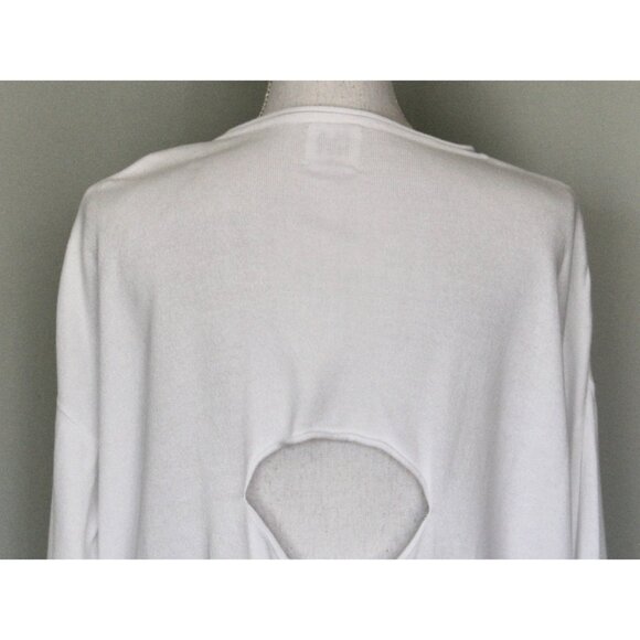 PLANET By LAUREN G White Ripped Cut Out Oversized Sweater, One Size XS S M L - Picture 8 of 11